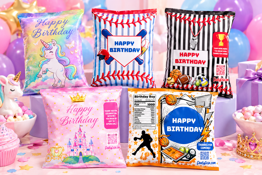 Editable Canva party favor design